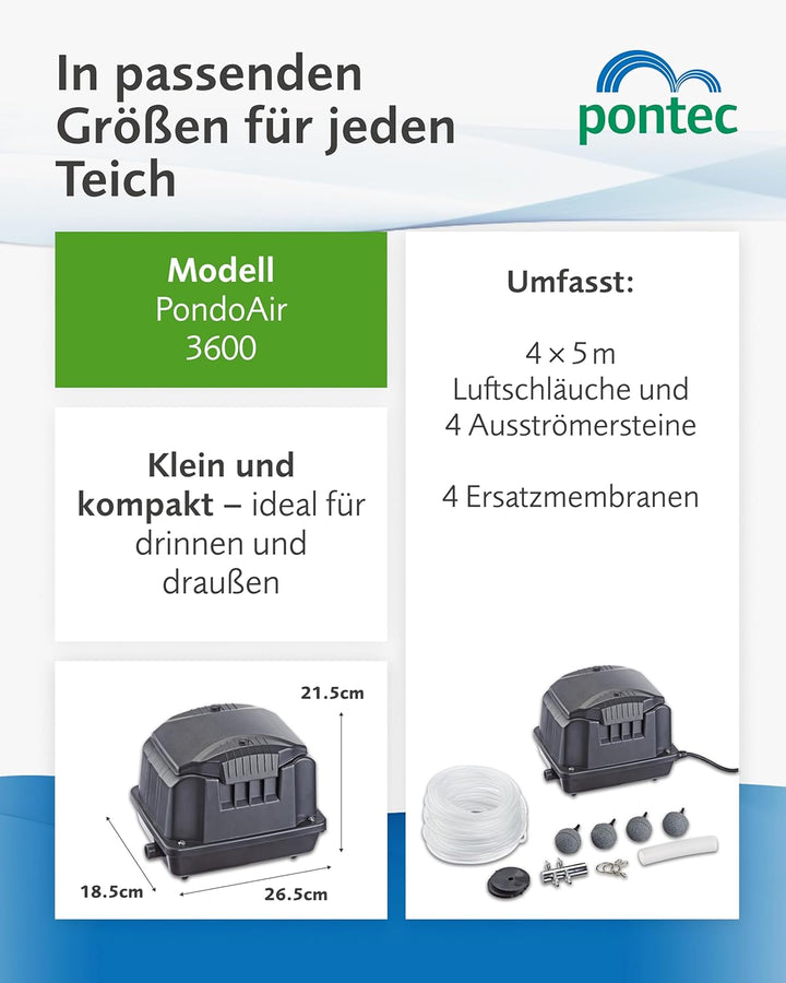 Pontec 43111 Belüftungssets PondoAir Set 3600 - Komplettset zur Sauerstoffversorgung / Sauerstoffanr