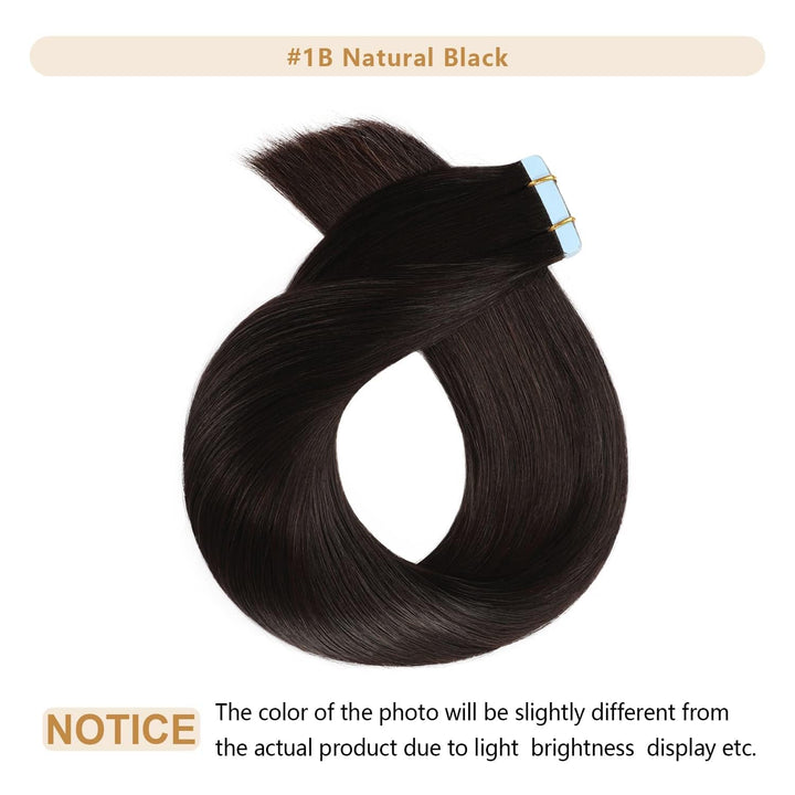 YILITE Invisible Tape Extensions Echthaar,Natürliches Schwarz 30cm 20 Stück 40g Gerade Remy Echte Me