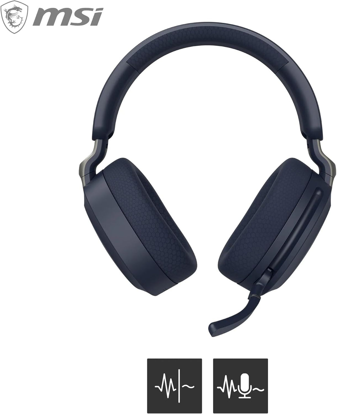 MSI Maestro 500 Wireless Navy Headset, aktive Geräuschunterdrückung, Transparenzmodus, 2,4 GHz, Blue