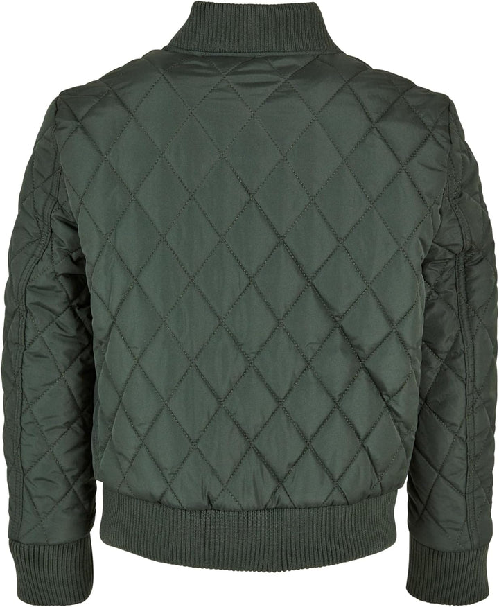 Urban Classics Jungen Boys Diamond Quilt Nylon Jacket Jacke 134-140 olive, 134-140 olive