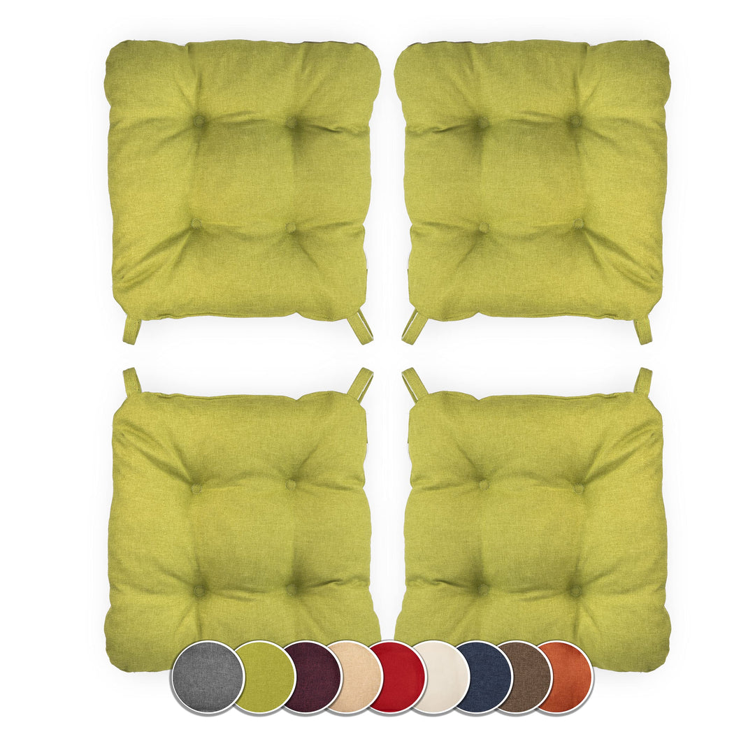 sunnypillow 4er Set Stuhlkissen mit Klettverschluss Masse: 40 (vorne) | 35 (hinten) x 40 x 8 cm Pols