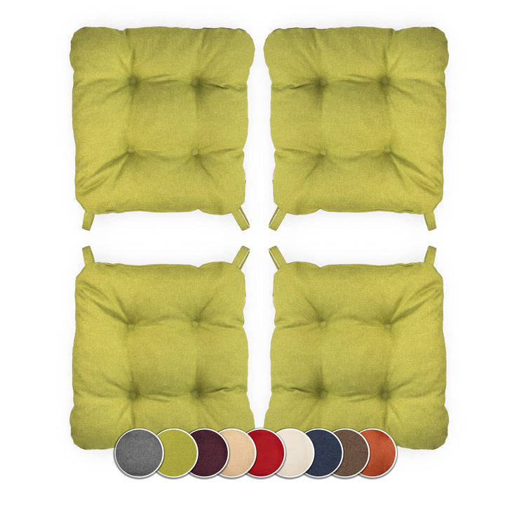 sunnypillow 4er Set Stuhlkissen mit Klettverschluss Masse: 40 (vorne) | 35 (hinten) x 40 x 8 cm Pols