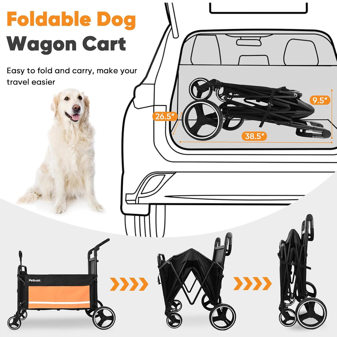 Petbobi 2-in-1 Schieb- &amp; Zug-Hundetrolley für mittelgrosse &amp; grosse Hunde, mit Zugangsrampe für alte