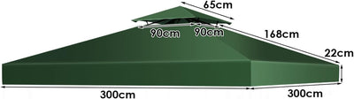 KOMFOTTEU 3 x 3 M Pavilliondach, Ersatzdach für Pavillion, Dachplane für Garten Balkon Strand, wasse