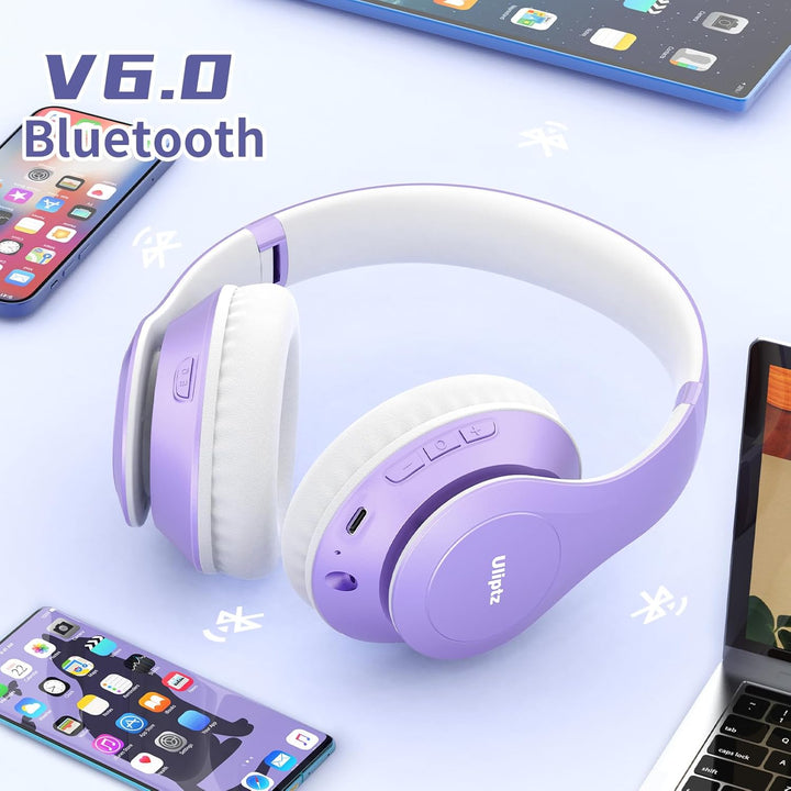 Uliptz Kabellose Bluetooth-Kopfhörer, 65 Stunden Spielzeit, 6 EQ-Soundmodi, HiFi-Stereo-Over-Ear-Kop