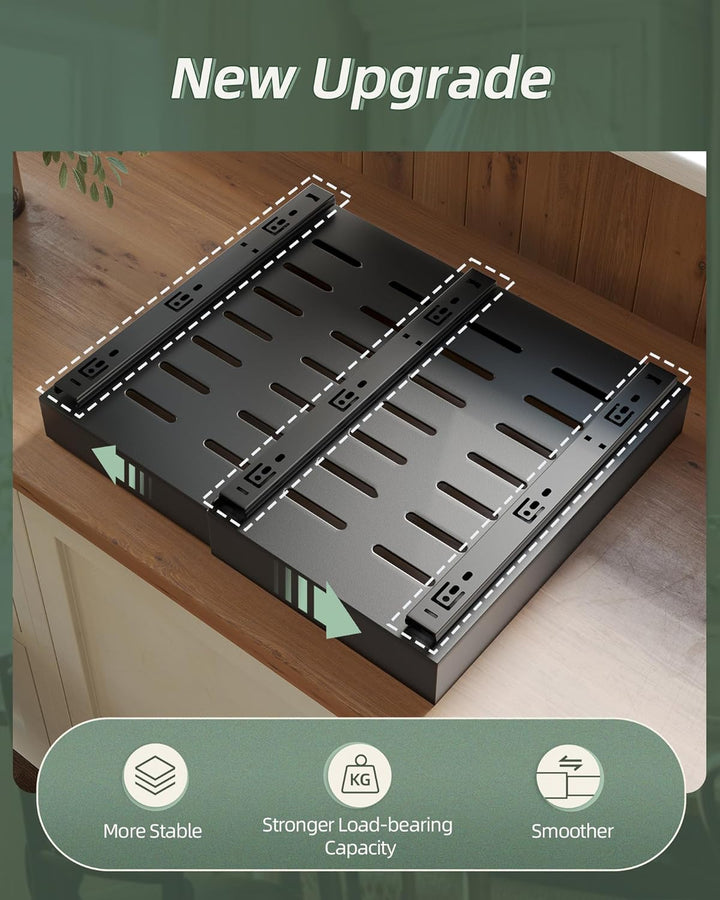 NETEL 2er-Pack Teleskopschublade Ausziehbarer Schubladen Organizer Einstellbare Breite 32-52cm für K