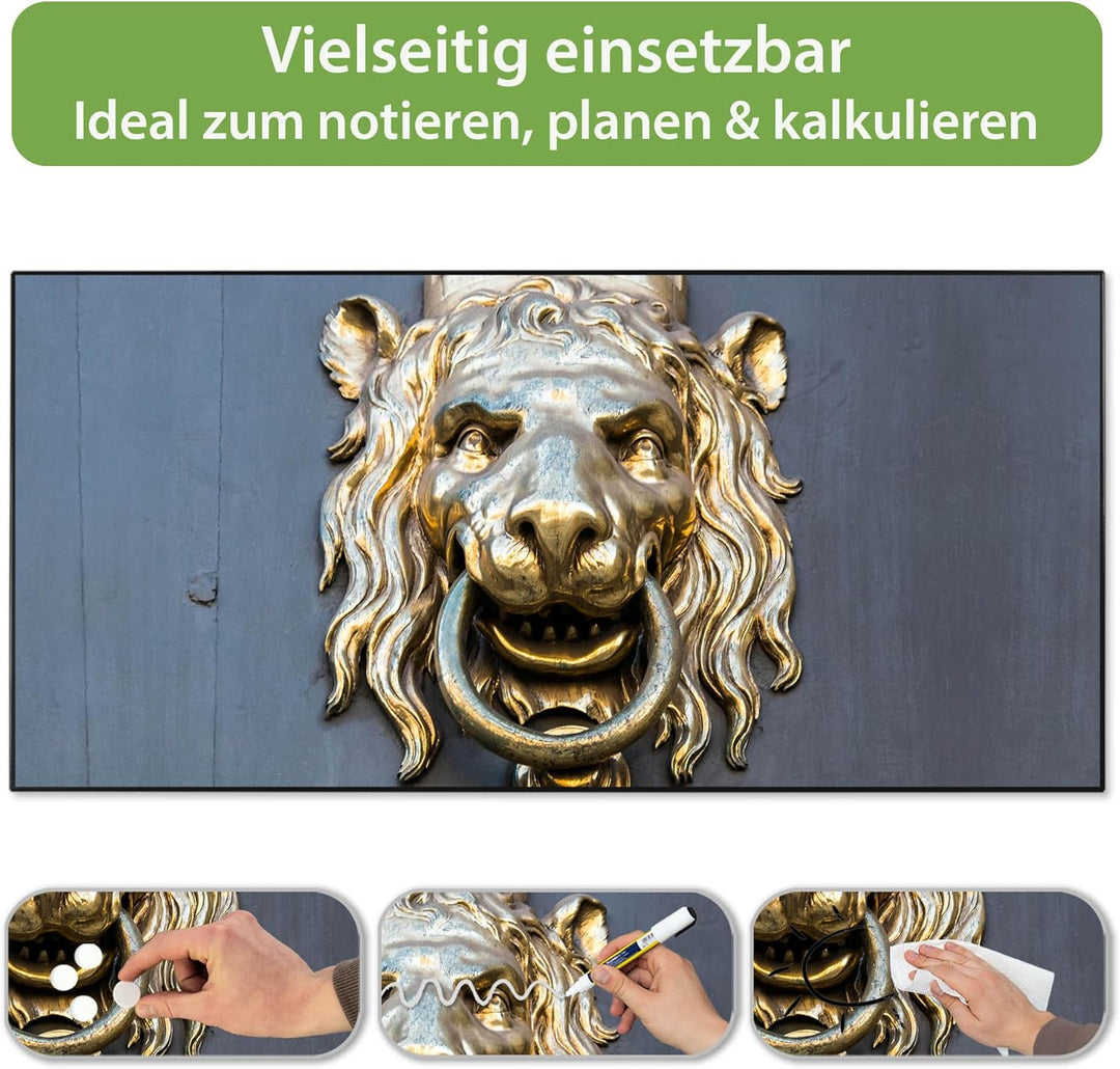 banjado Magnettafel schwarz 78 x 37cm / Magnetwand Metall/Magnetpinnwand als Memoboard/Pinnwand Magn