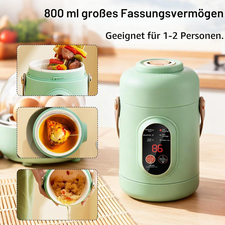 Elektrischer Hot Pot, Tragbarer Elektrischer Topf 800ML Ramen-Kocher mit 6 Modi &amp; Timer Reise-Kochto
