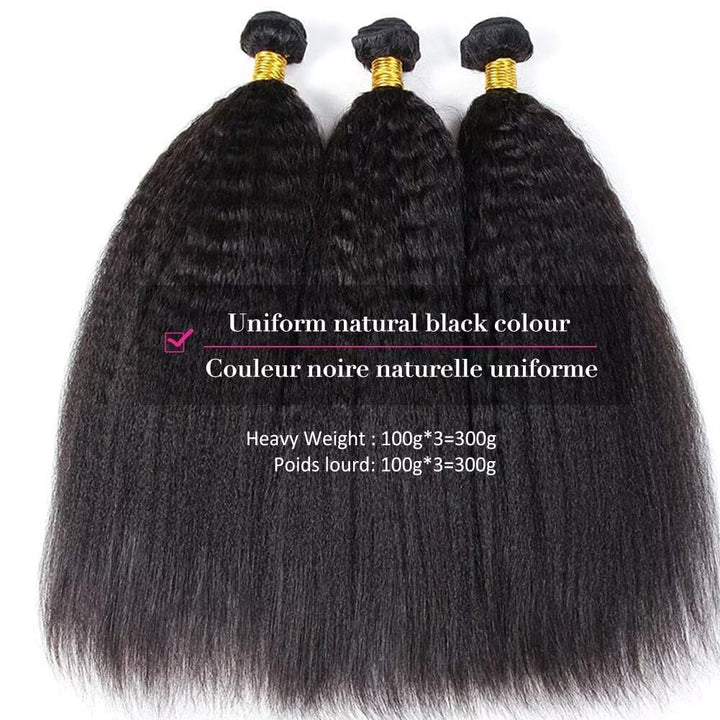 Kinky Straight Human Hair Bundles Unprocessed Yaki Human Hair 3 Bundles 100% Brasilianische Haare ec
