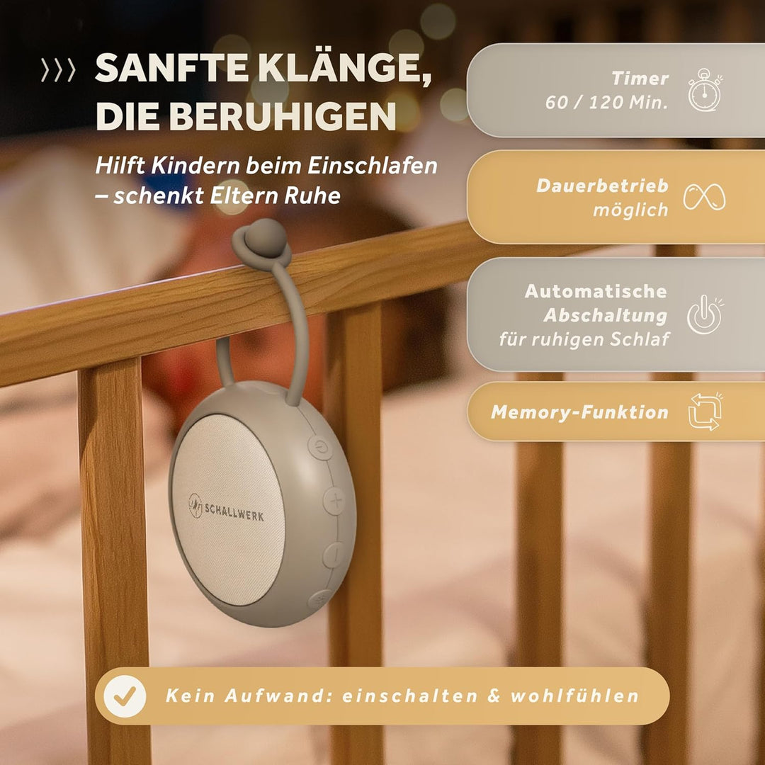 Schallwerk ® White Noise Machine Baby – Einschlafhilfe für Babys & Erwachsene mit weissem Rauschen,