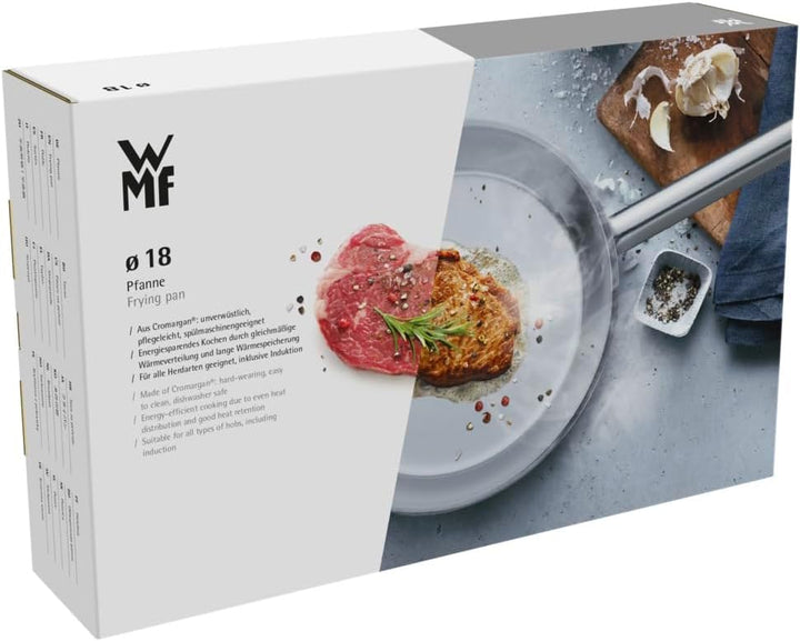 WMF Mini Bratpfanne beschichtet klein 18 cm, Cromargan Edelstahl poliert, Induktion, stapelbar, idea