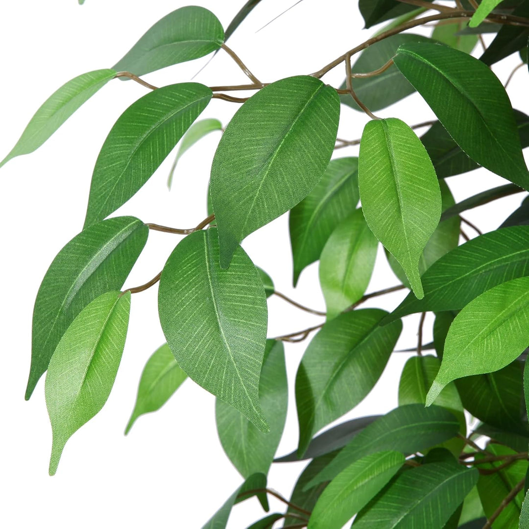 Kazeila Künstliche Pflanzen Gross 120cm Ficus Kunstpflanze mit Weiss Topf Fake Plastikpflanzen für H
