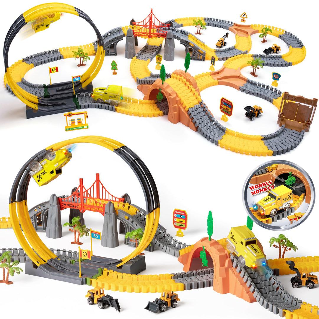 OR OR TU 342Stück Rennstrecke Spielzeug ab 3 4 5 6 jahre Kinder Auto Rennbahn Autobahn Eisenbahn 2 E