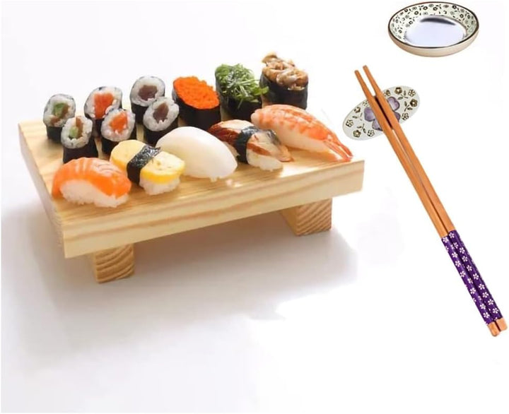 Dätenky Sushi Set, Keramikbesteck Set Sushi Geschirr für Vier Personen Teller Essstäbchen Essstäbche