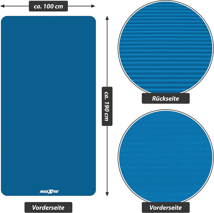 Yogamatte - 190x60x1,5 cm oder 190x100x1,5 cm, mit Tragegurt, Phthalatfrei, Rutschfest, Farbwahl - G