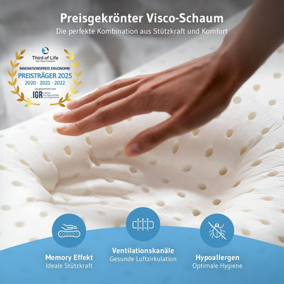 Seitenschläferkissen ACAMAR | Testsieger für Nackenkissen | Orthopädisches Kopf-Kissen gegen Nackens