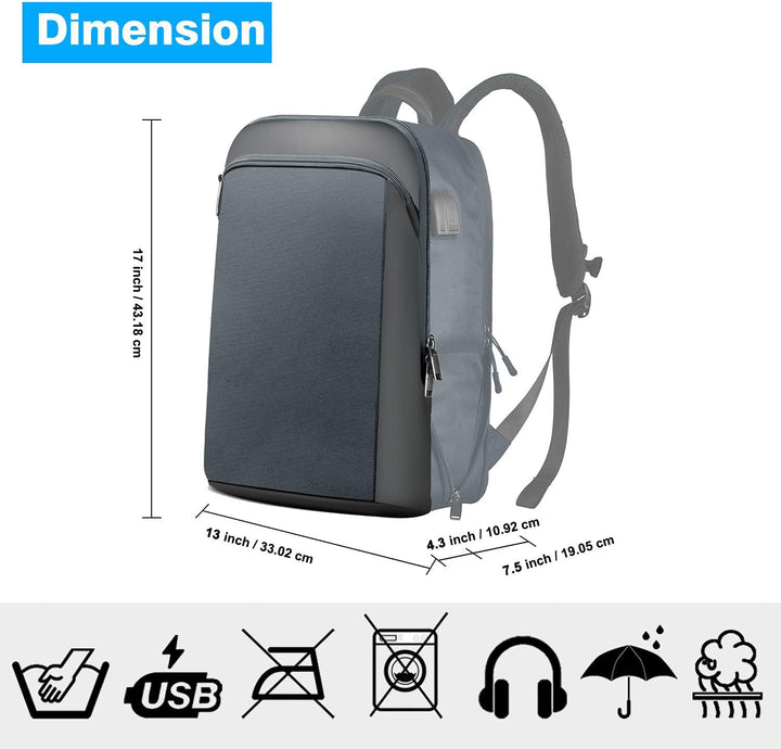 ZINZ Schlanker und Erweiterbarer 15" 15,6" 16" Laptop Rucksack, Diebstahlschutz, Business Reise Note