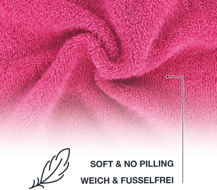 WohnDirect Duschtuch Set 2 teilig - 2 Badetücher (70x140) - Frottee 100% Baumwolle - Pink 2 Badetüch