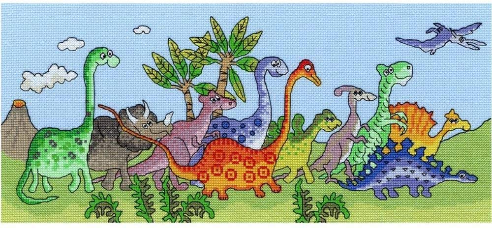 Bothy Threads Kreuzstich-Set Dinosaurier Spass, 38x16cm, XJR22, Zählmuster