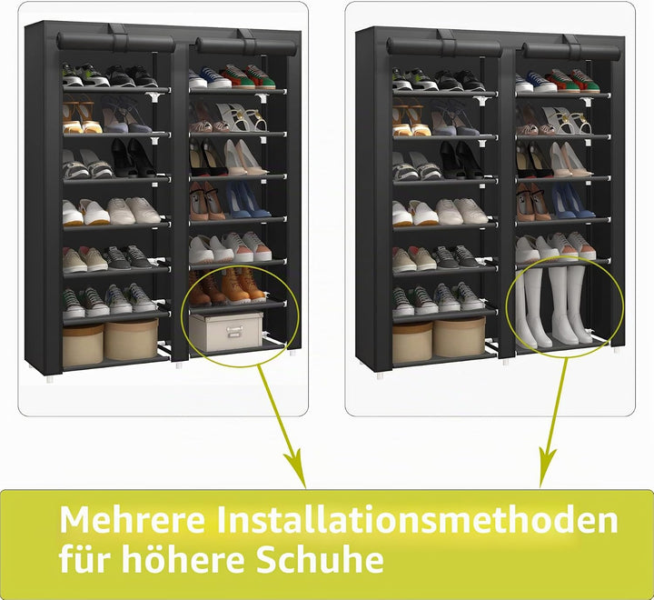 JIUYOTREE 7-stöckiges Schuhregal mit staubdichter Abdeckung, Schuhaufbewahrung, Organizer, Schuhschr