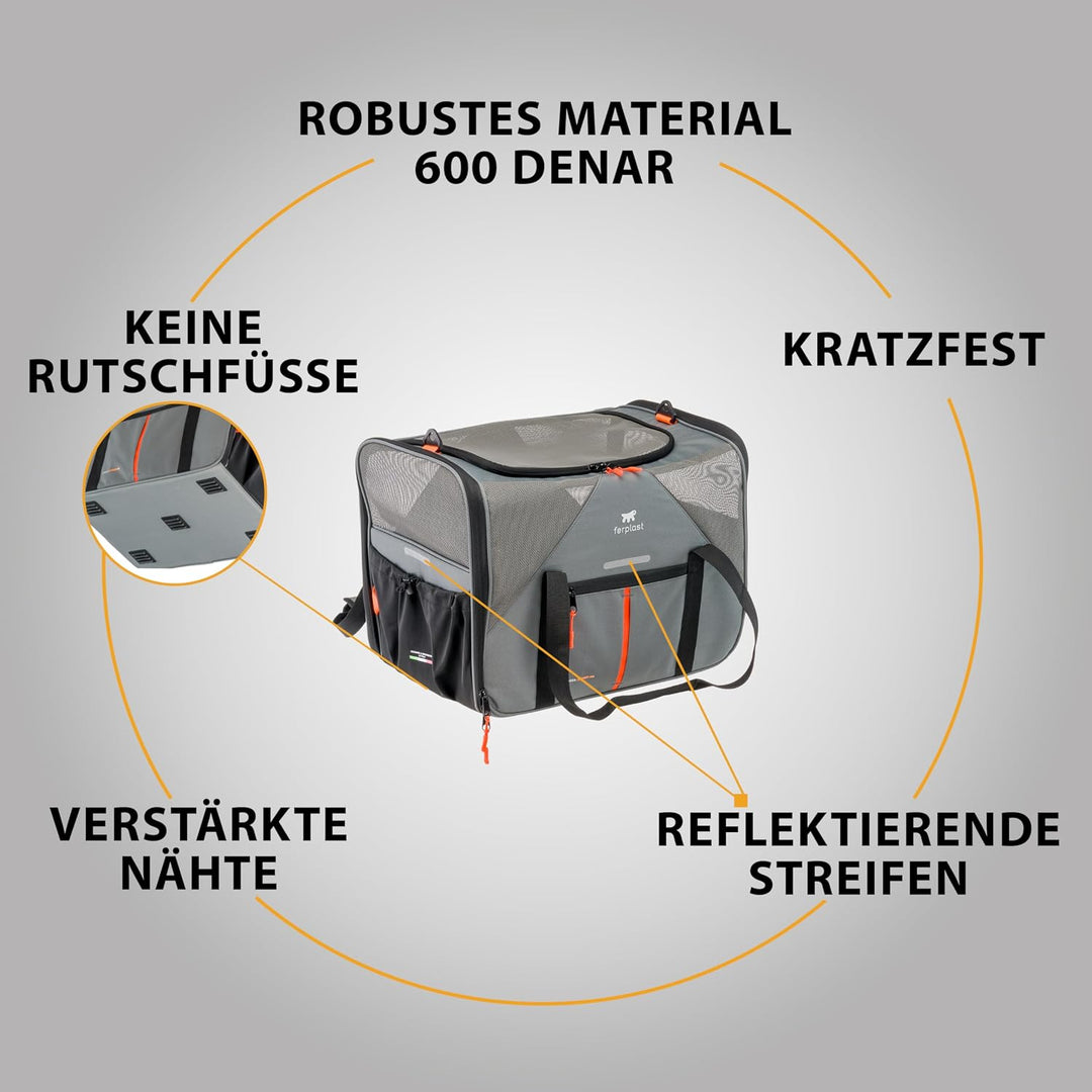 Ferplast Hundebox Voyager Carrier, Transportbox Katze, Hundetasche, verstellbare Griffe und Schulter