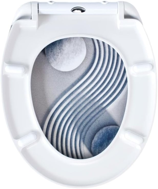 Duroplast WC-Sitz O-Form mit Absenkautomatik, Edelstahlscharnier, One-Touch-Schnellverschluss und ei