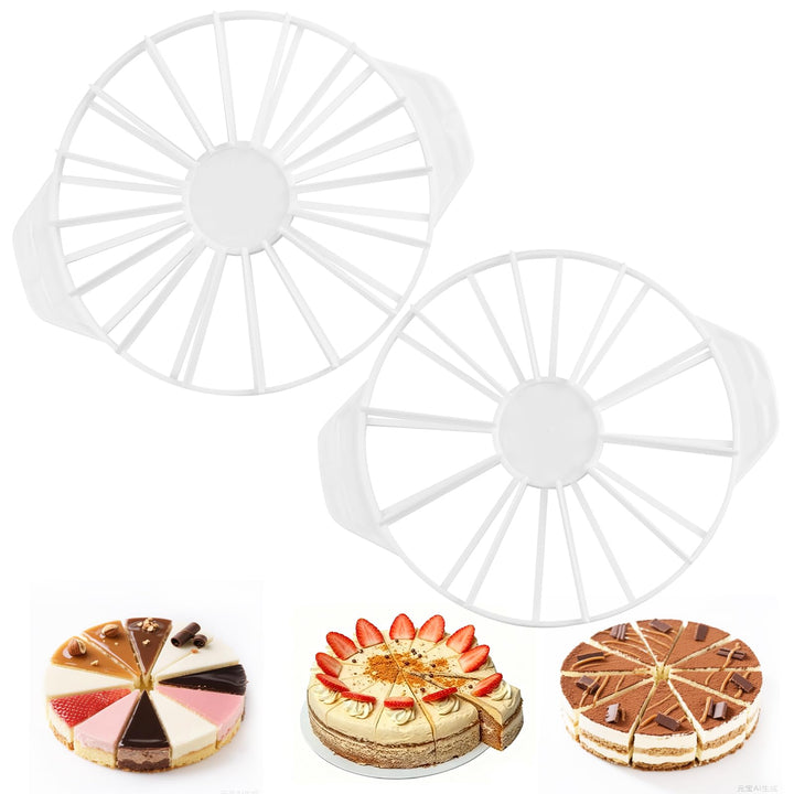 2er Set Tortenteiler Verstellbar - Runder Kuchen-Teiler für 10, 12, 14 oder 16 Stücke, Wiederverwend