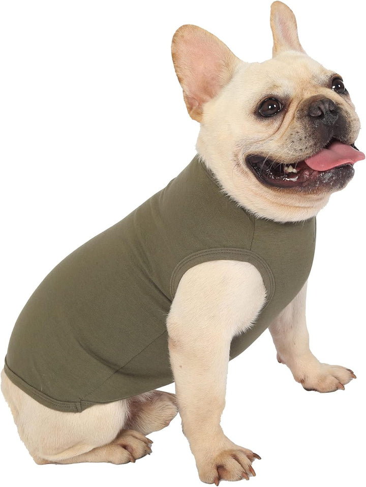 Sychien Einfarbige Hunde-Shirts, solide Hundekleidung, leichtes, dehnbares T-Shirt, ärmellos, blanko