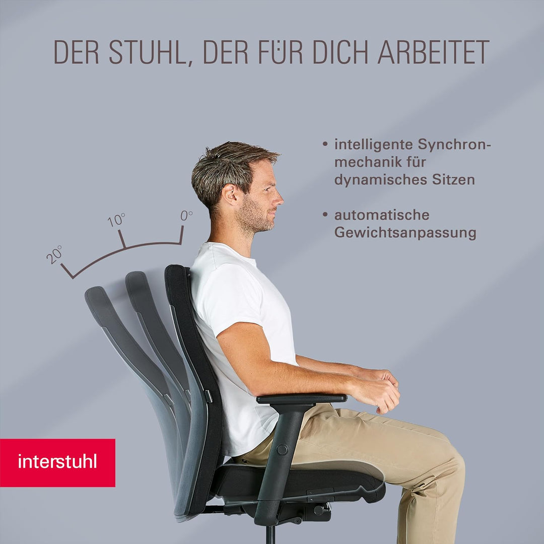 Interstuhl Edge Soft Ergonomischer Bürostuhl – Schreibtischstuhl mit 10 Jahren Garantie, Made in Ger