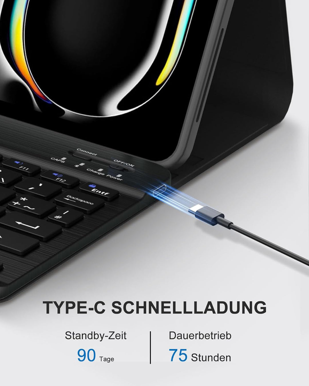 Hülle mit Tastatur für iPad Pro 11" M5/M4 (2025/2024) - Deutsche QWERTZ Tastatur, integrierter Stift