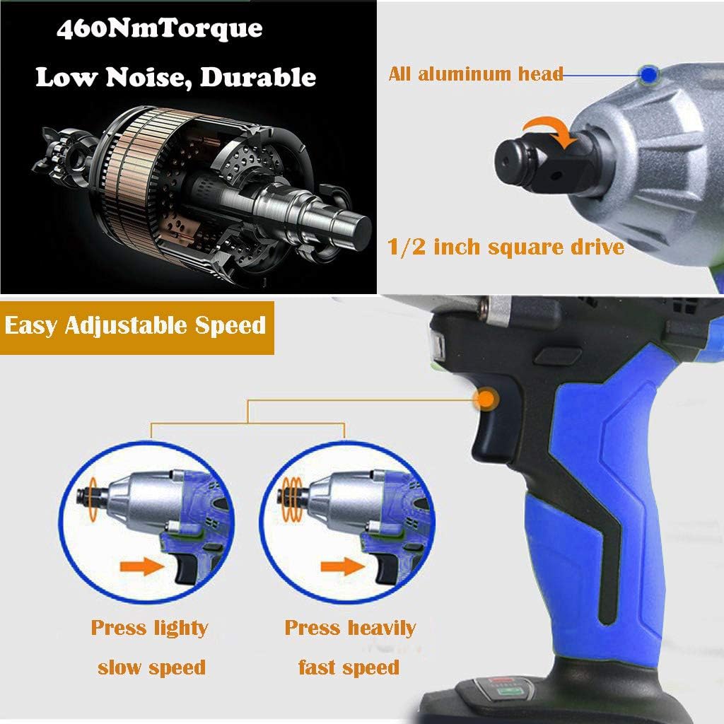 18V Akku-Schlagschrauber 1/2 Zoll Set mit 2 x Akku und EU Ladegerät, 420Nm, 4 Stecknüsse - 14/17/19/