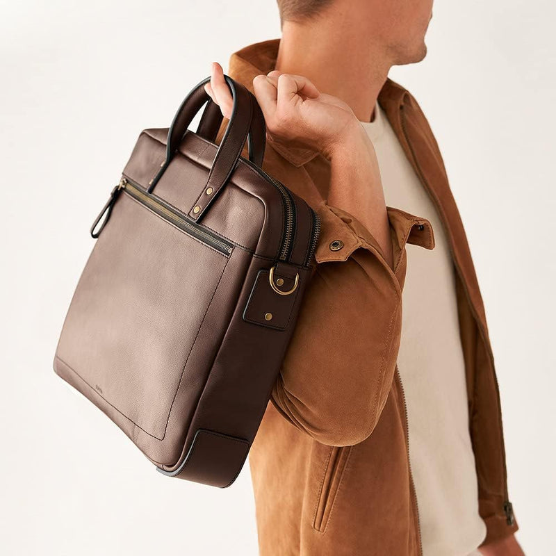 Fossil Herren Haskell Workbag Dark Brown, Dark Brown