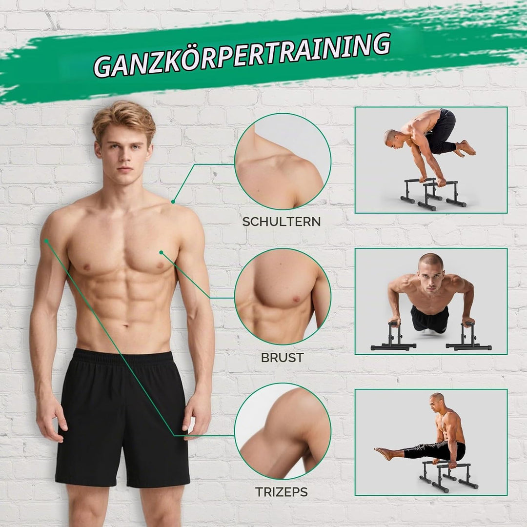 IMAYCC Verstellbare Parallettes Handstand Barrenm, 2 in 1 Push Up Bar Dip-Barren 19CM and 46CM Höhe,