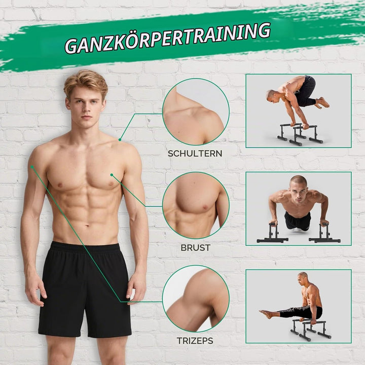IMAYCC Verstellbare Parallettes Handstand Barrenm, 2 in 1 Push Up Bar Dip-Barren 19CM and 46CM Höhe,