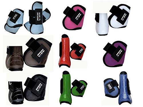 HKM 8566 Springgamaschen und Streichkappen 4er Set, gefüttert, Pony Cob Full Pony Violett/Schwarz, P