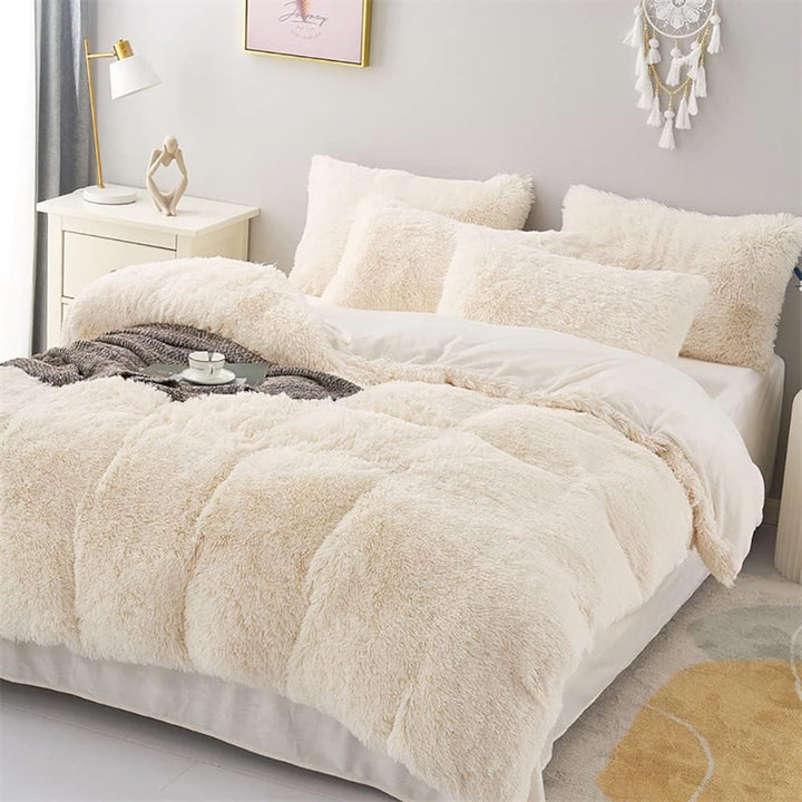Michorinee Plüsch Bettwäsche 220x240 Winter Flauschig Warme Bettbezug Fleece Flausch Langhaar Kunstf