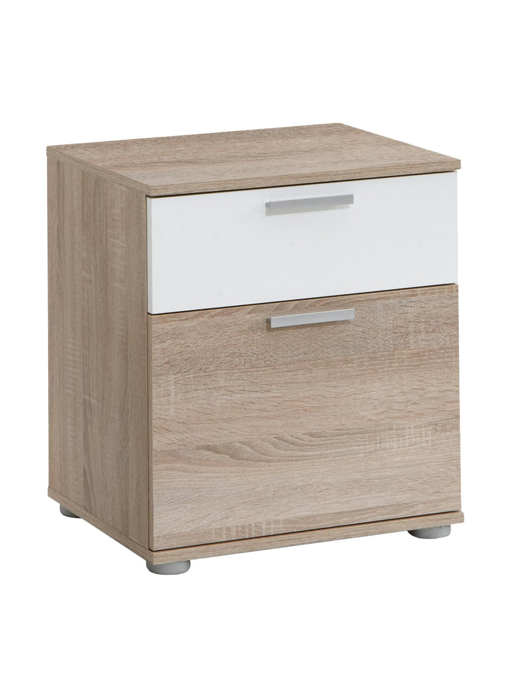 FMD Möbel, 616-003 Jack3 Nachttisch, spanplatte, eiche, weiss, masse 45.0 x 53.0 x 38.0 cm (BHT) Sta