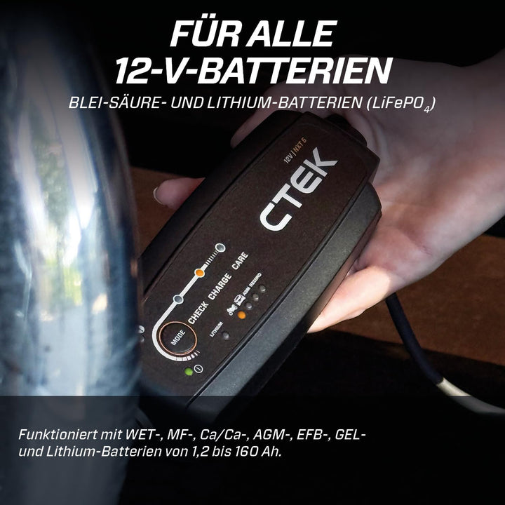 CTEK NXT 5 Smart-Batterieladegerät 12 V, 5 A, kompatibel mit Blei-Säure- und Lithium-Batterien, Reko