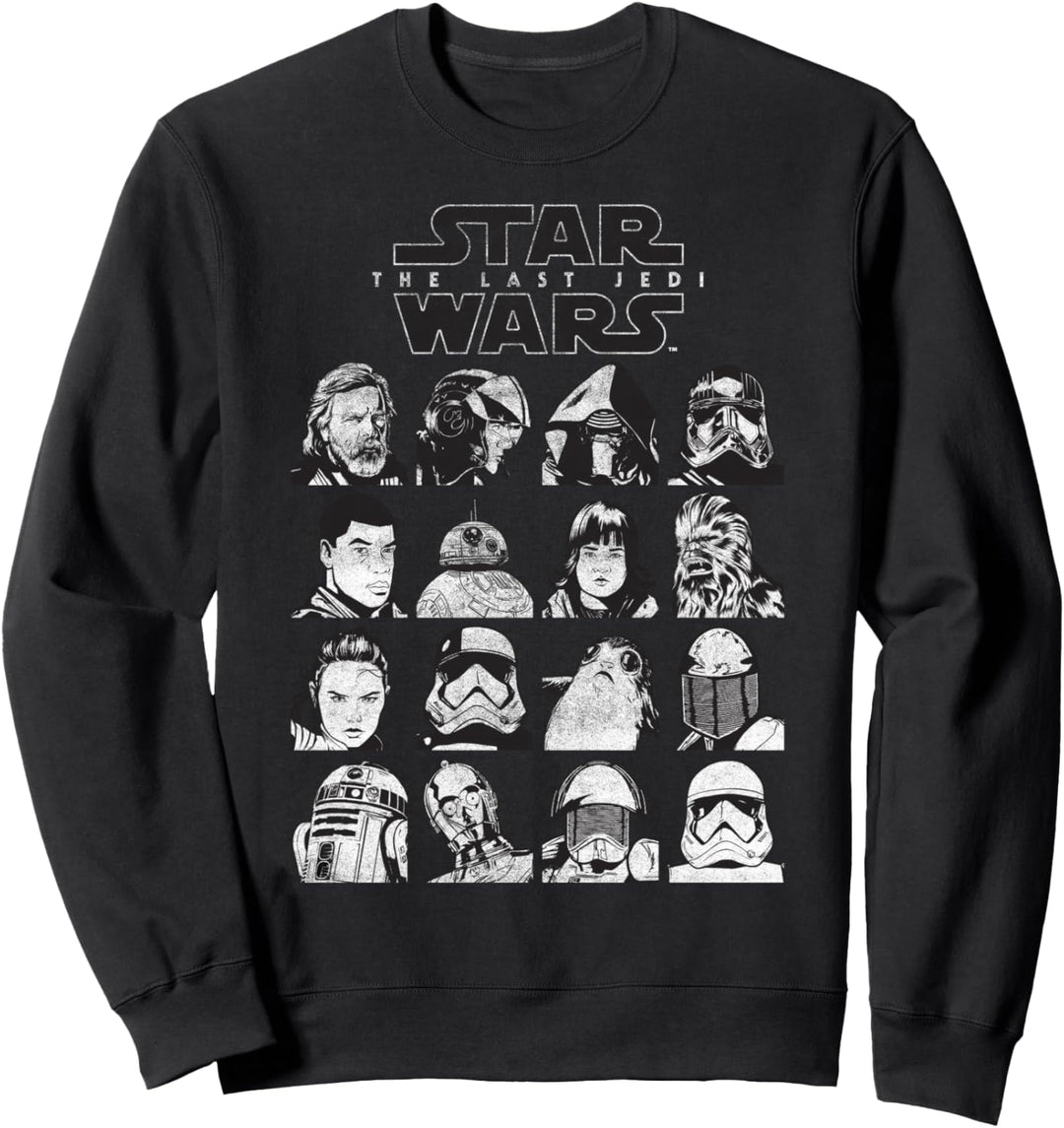 Star Wars The Last Jedi Stacked Character Faces Sweatshirt