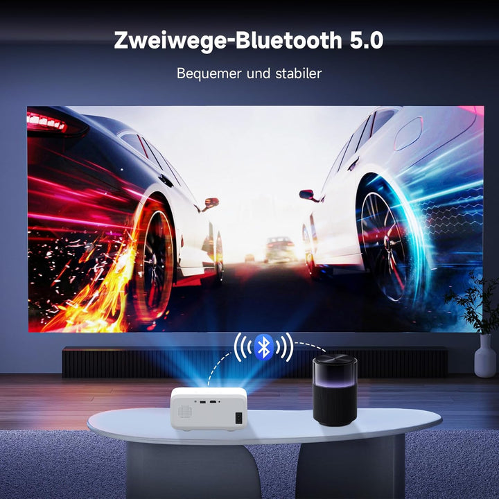 Mini Beamer,VISULAPEX V3PRO Klein Beamer P2P 5G WiFi 12000LM 1080P Unterstützt Mini Projektor Outdoo