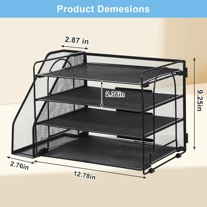 4-Trays Desktop File Organizer, Mesh Office Desk Supplies Organizer Dokument Brieffachhalter mit Sch