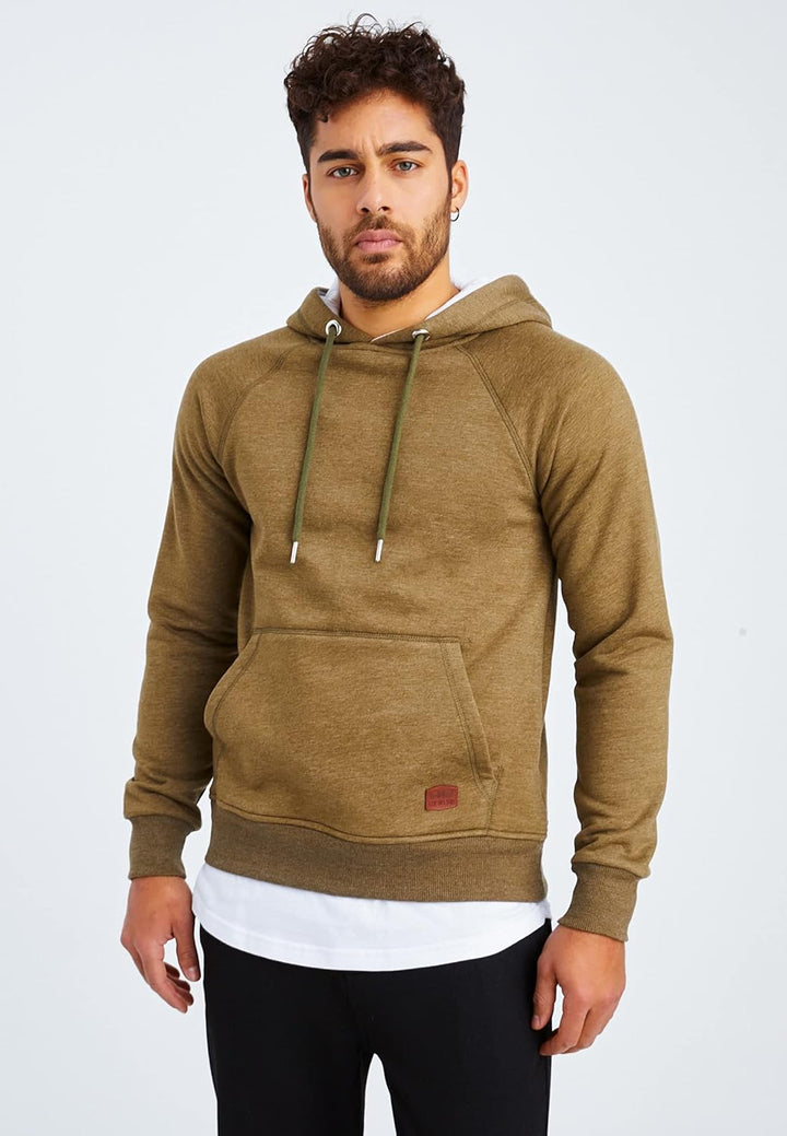 Leif Nelson Herren Pullover Hoodie Kapuzenpullover Longsleeve Basic Sweatshirt Sweater LN8153 S Khak