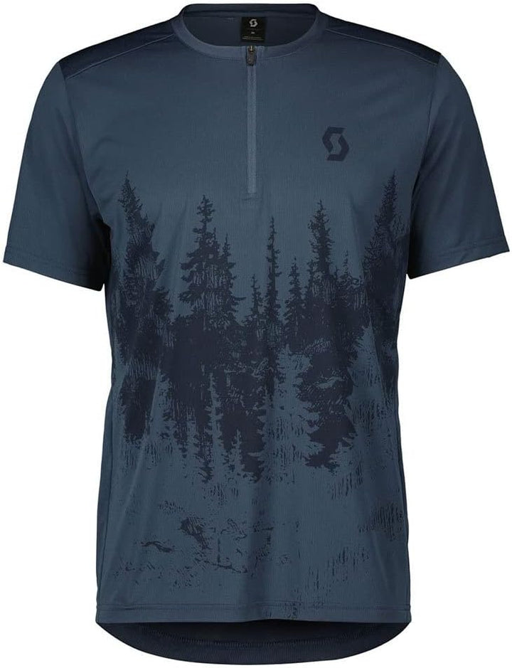 Scott Trail Flow Zip Fahrrad Trikot kurz Metal blau 2023