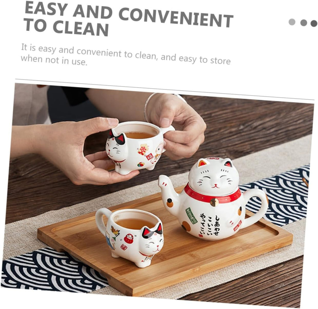 Keramik Lucky Cat Teekanne Mit Tragbares Chinesisches Tee Hochwertigem Material Kreatives Maneki Mot