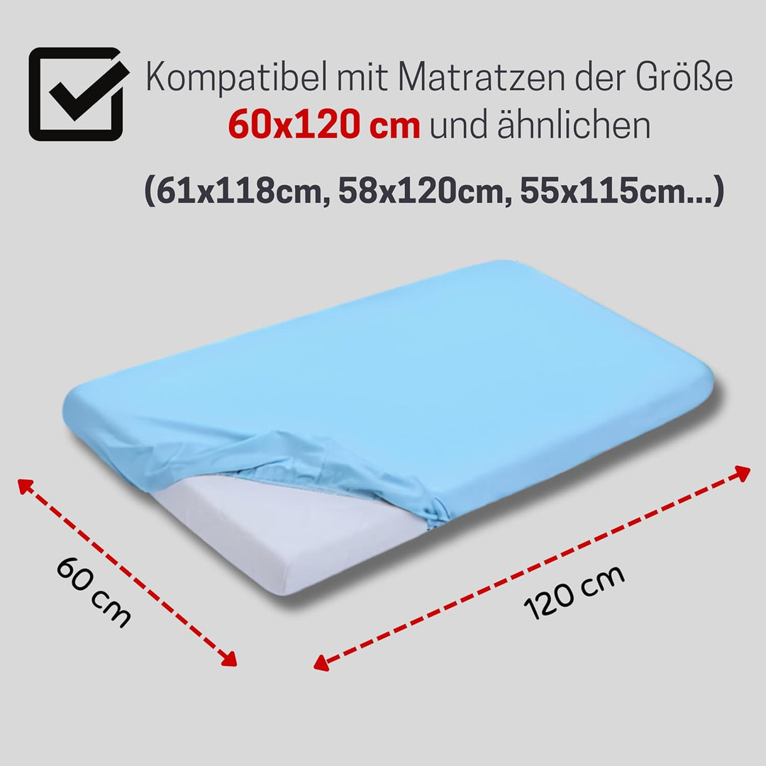 Bisoo Spannbettlaken 60x120 Baby - Matratzenschoner 60x120 Baby Wasserdicht Bettlaken für Babybett W