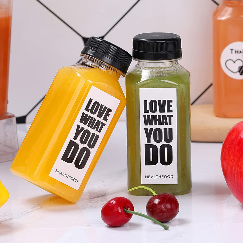 YBCPACK 16 Stück 250ml Kunststoff Saftflaschen zum Befüllen， Wiederverwendbare Leere Smoothie Flasch