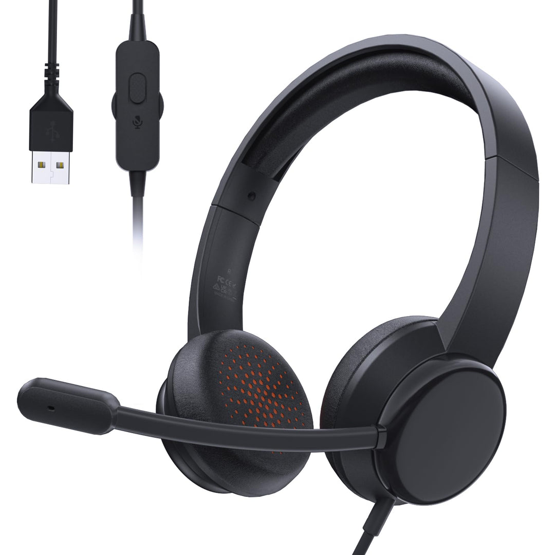 USB Headset mit Mikrofon, Stereo-Headset Noise Cancelling Mikrofon, Kabelgebundenes USB PC Headset f