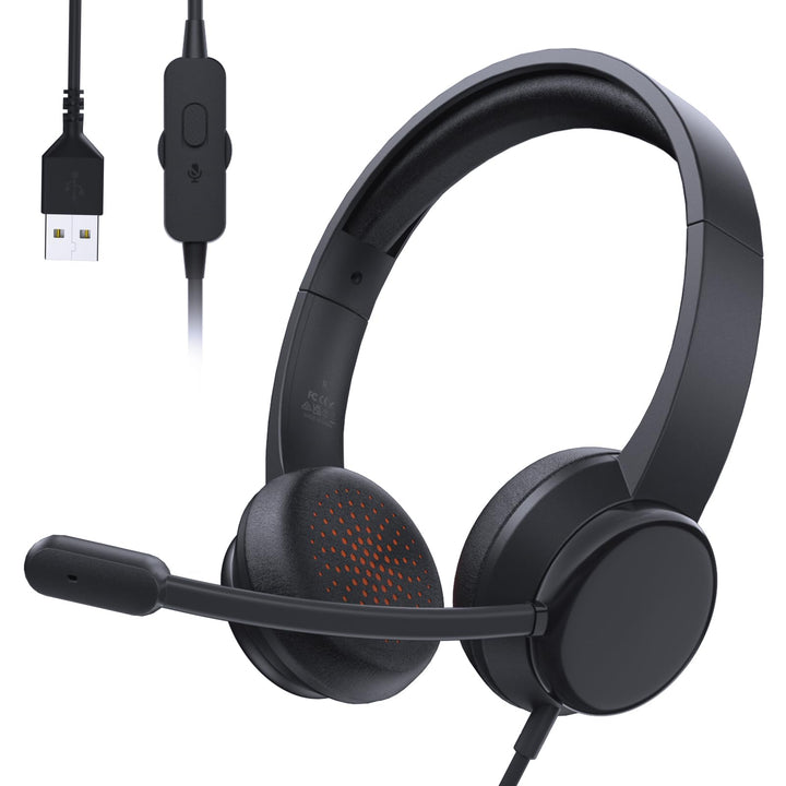 USB Headset mit Mikrofon, Stereo-Headset Noise Cancelling Mikrofon, Kabelgebundenes USB PC Headset f