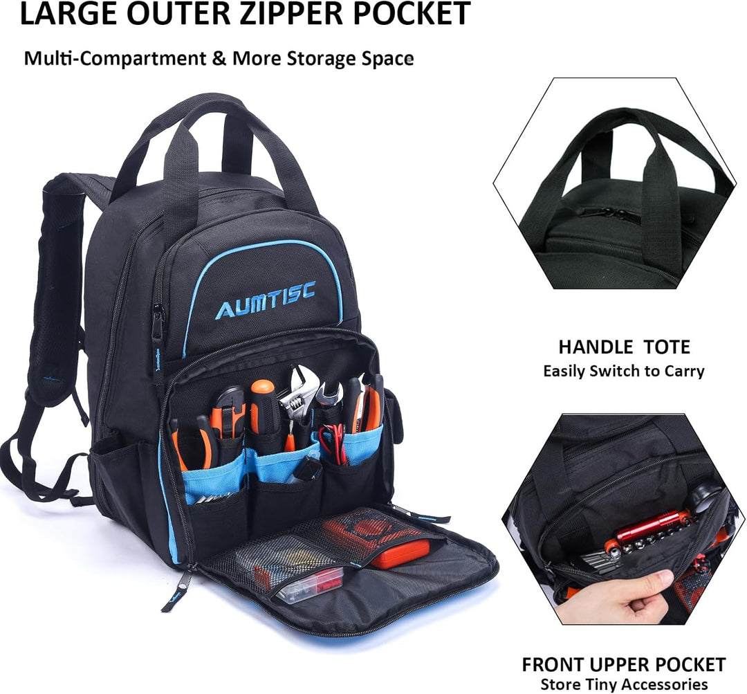 AUMTISC Werkzeugrucksack Werkzeugtasche Hochleistungs-werkzeug rucksack mit Mehrzwecktasche Industri