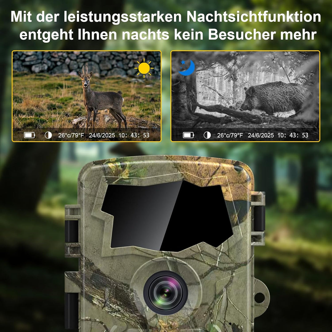 5K Wildkamera WLAN, 64MP Full HD Wildkamera mit Handyübertragung App, Infrarot Wildtierkamera mit 64